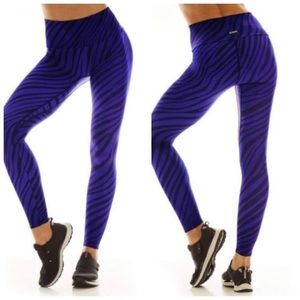 K-DEER Blue and Black Zebra Print Leggings XS